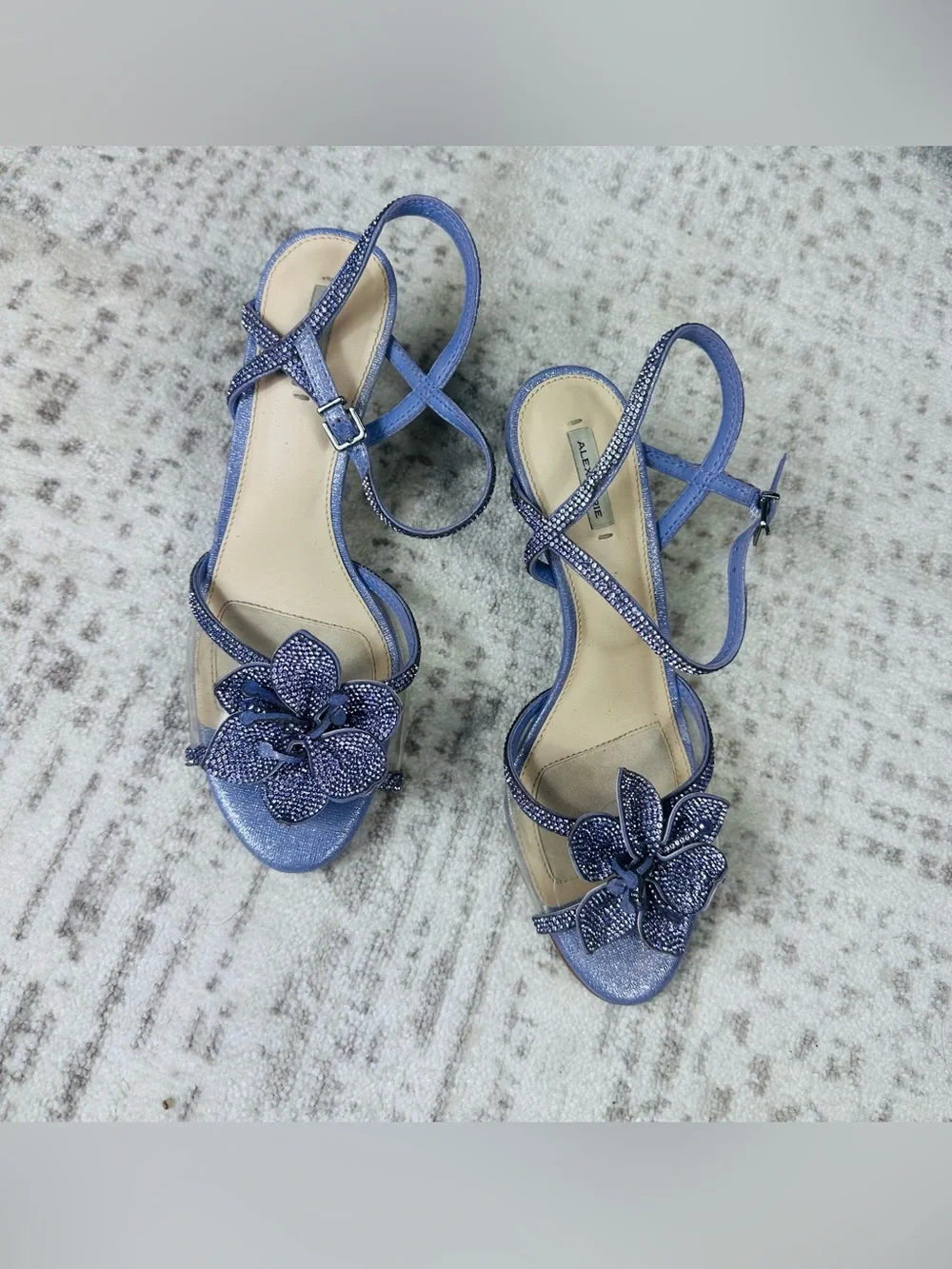 Alex Marie Blue Floral Embellished Strappy Sandals